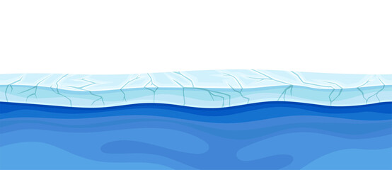 Blue Water Surface with Ice and Frozen Solid Layer Vector Illustration