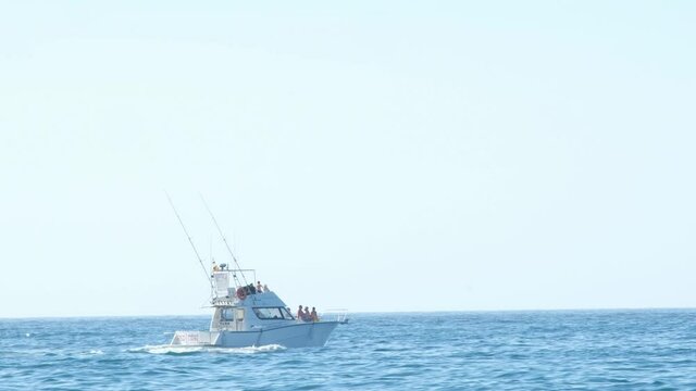 Marbella, Malaga August 30, 2021 Fishing charter takes clients to the fishing day