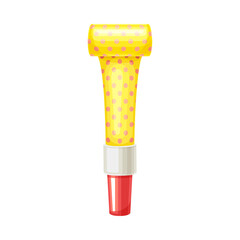 Yellow Party Whistle with Dots as Birthday Toy and Accessory for Blowing and Making Sound Vector Illustration
