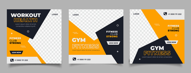 Fitness instagram gym social media post template	