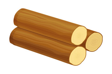 Log as Raw Timber Material for Woodworking Industry Vector Illustration