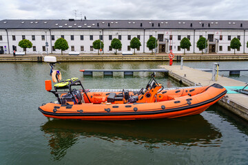 Coast Guard inflatable sea rescue boat.