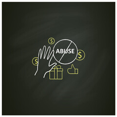 Ending abuse chalk icon. Stop exploitation. Universal basic income concept. Isolated vector illustration on chalkboard