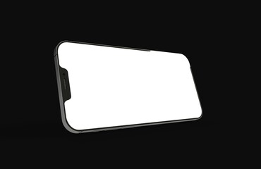 Realistic isometric black frameless smartphone mockup perspective 3d.