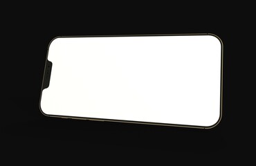 Realistic isometric black frameless smartphone mockup perspective 3d.