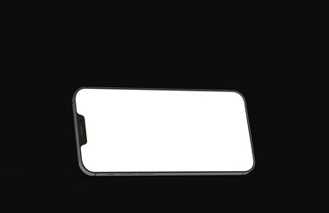 Realistic isometric black frameless smartphone mockup perspective 3d.