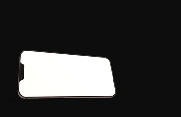 Realistic isometric black frameless smartphone mockup perspective 3d.