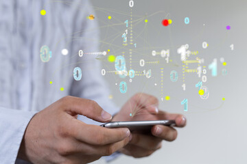 Molecular background with DNA. Network with connecting dots and lines.