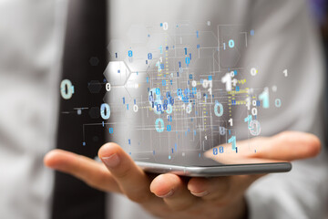 Connecting lines and dots.Big data visualization