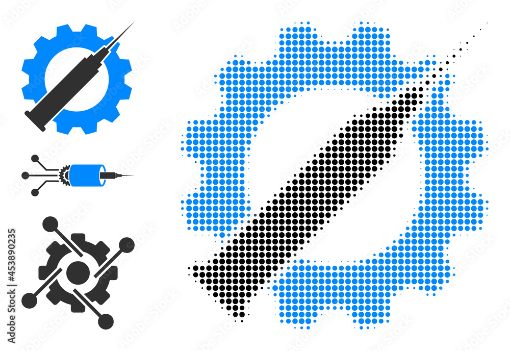 Poster halftone vaccine industry. dotted vaccine industry constructed with small circle pixels. vector illu