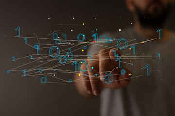 Obraz premium Technology background. Big data concept. Binary