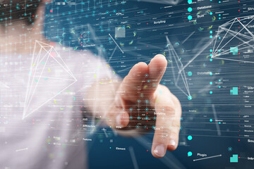 Abstract network of physical devices on the Internet using a network connection with statistics...