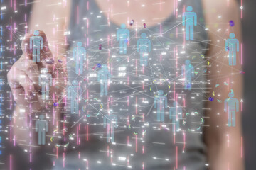 Abstract network of physical devices on the Internet using a network connection with statistics numbers 3d illustration