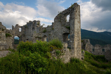 Fototapeta na wymiar Ruins of the 13th century medieval castle of Ehrenberg, Reutte, Austria
