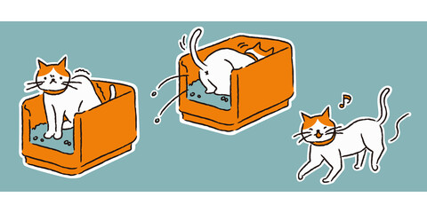 トイレをする猫（シンプル）