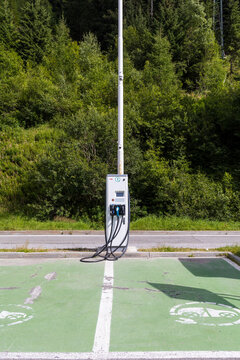 Brenner, Italy A22 08-26-2021 : ABB Charger at a Electrocar charging place.