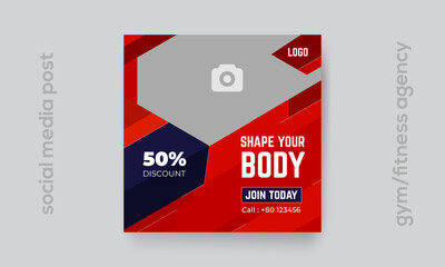 Social media Fitness post square banner