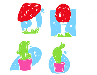 illustration of mushrooms in colors