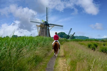 Fotobehang Windmill 't Hoog- en Groenland, Baambrugge, Noord-Holland Province, The Netherlands © Holland-PhotostockNL