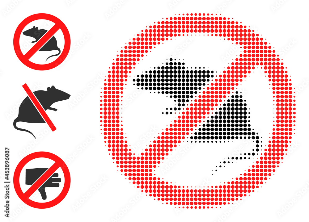 Poster halftone stop rat. dotted stop rat designed with small round items. vector illustration of stop rat 