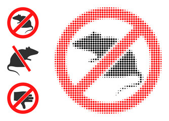 Halftone stop rat. Dotted stop rat designed with small round items. Vector illustration of stop rat icon on a white background. Halftone pattern contains round dots.