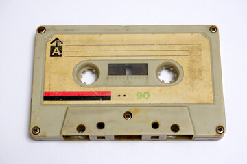 Naklejka premium Old audio cassette top view