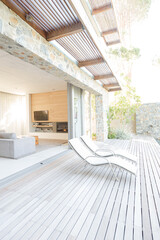 Lawn chairs on wooden patio