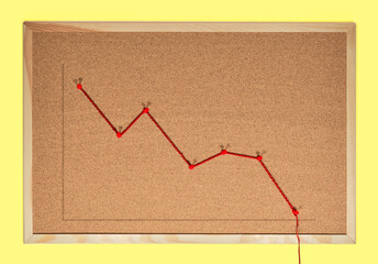 Graph representing a market crash, line falling out of the frame. Bankruptcy, debt and failure concept.