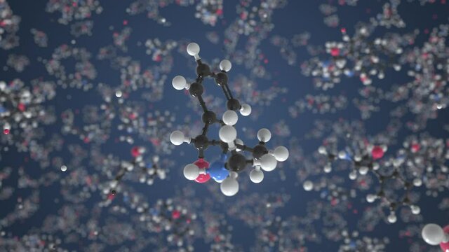 Ephedrine molecule. Conceptual molecular model. Chemical looping 3d animation