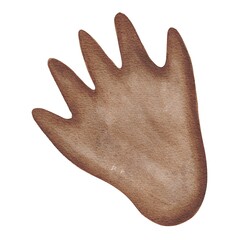 Hand drawn watercolor beaver paw print of a forest animal isolated on white background. Use for poster, print, postcard, card, template, textile, fabric, pattern, stickers - obrazy, fototapety, plakaty