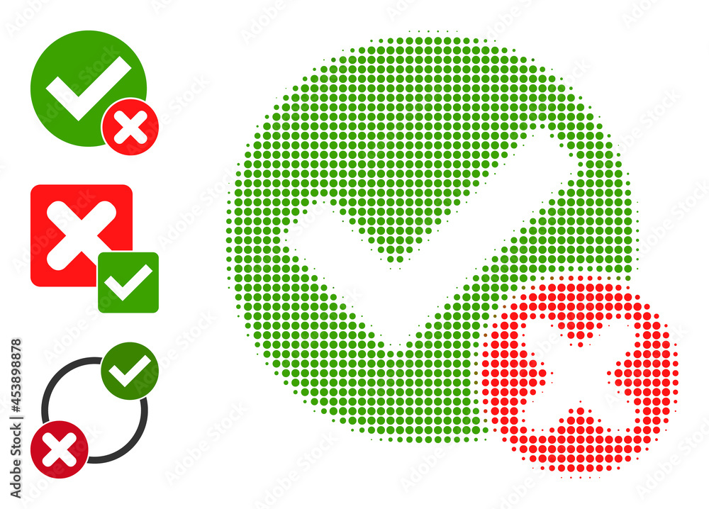 Poster halftone false positive. dotted false positive made with small circle items. vector illustration of 