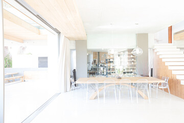 Chairs at table in dining room