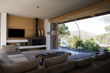 Sofa and coffee table in modern living room