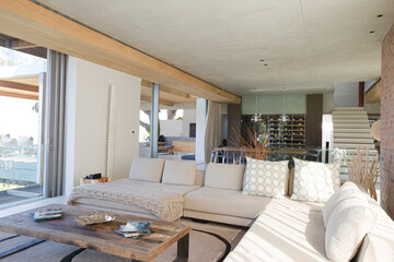 Sofa and coffee table in modern living room