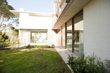 Backyard of modern house