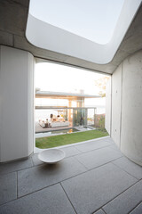 Basin in modern hallway