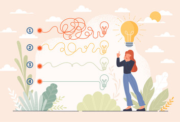 Easy solution to messy problems abstract concept. Simplification of complex and difficult tasks for effective solution. Right management for messy problems. Flat cartoon vector illustration