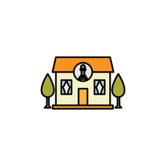 chess house line colored icon. Signs and symbols can be used for web, logo, mobile app, UI, UX