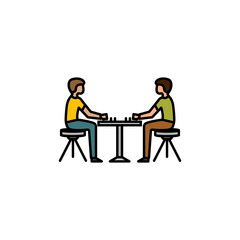 chess, players line colored icon. Signs and symbols can be used for web, logo, mobile app, UI, UX