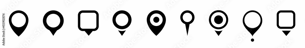 Poster pin location icons. modern map markers. set of red map pin icons. simple map pin. map marker pointer
