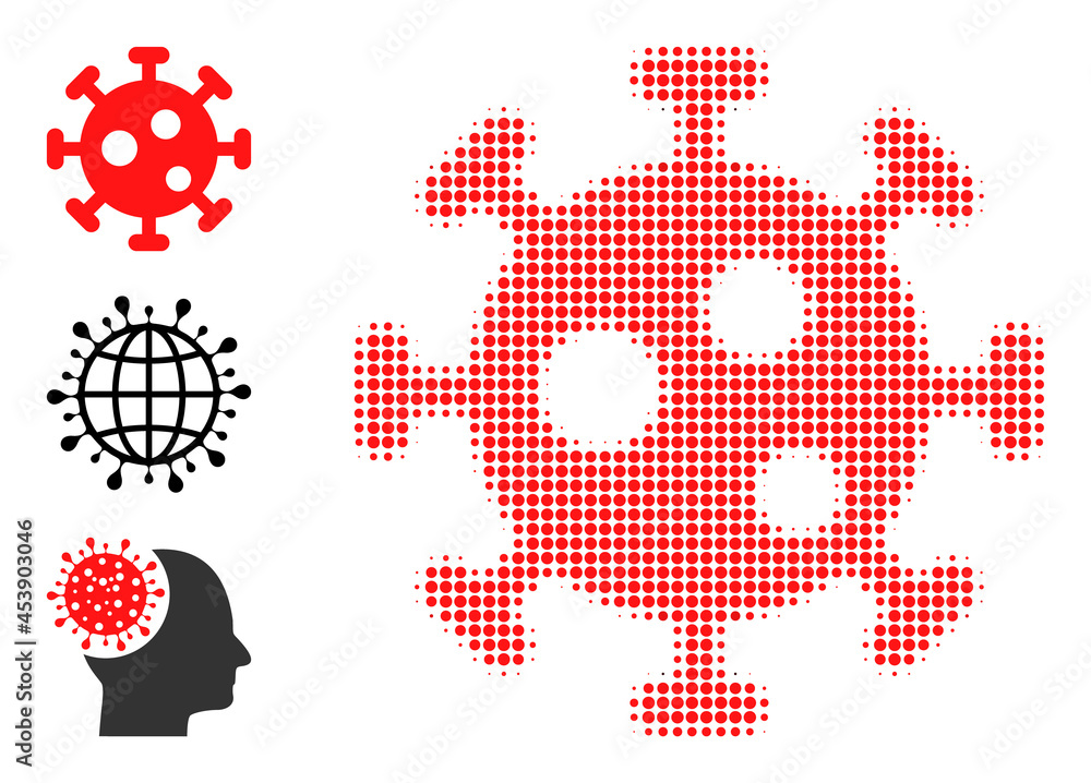 Poster halftone virus. dotted virus generated with small round dots. vector illustration of virus icon on a