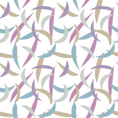 seamless pattern with abstract multicolored shapes on a purple background, hand-drawn