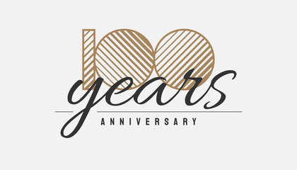 100 years anniversary modern sign, icon, banner. Black and gold. Geometry shapes. Vector illustration isolated on white background, EPS 10