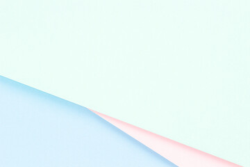 Abstract colored paper texture background. Minimal geometric shapes and lines in pastel pink, light blue and green colors