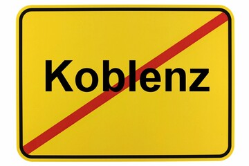 Illustration eines Stadtausgangsschildes der Stadt Koblenz