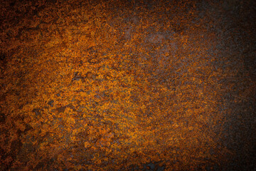 Rusty texture of metal plate closeup for background.