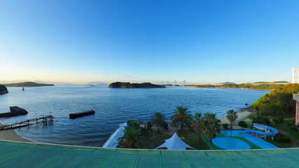 朝日に照らされる瀬戸大橋1