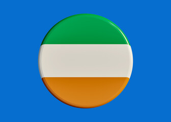 Ireland badge for election, political, social campaigns or country specific marketing activity. Badge on blue screen to cut out. Template, 3D Illustration