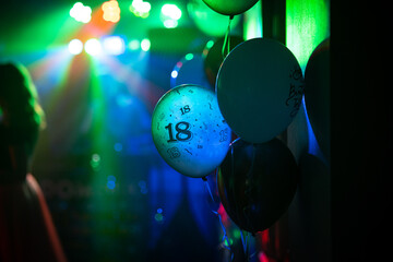 18th birthday's ballons and party lights