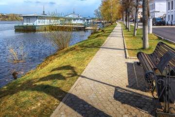 Spring on the Volga. Ples town embankment